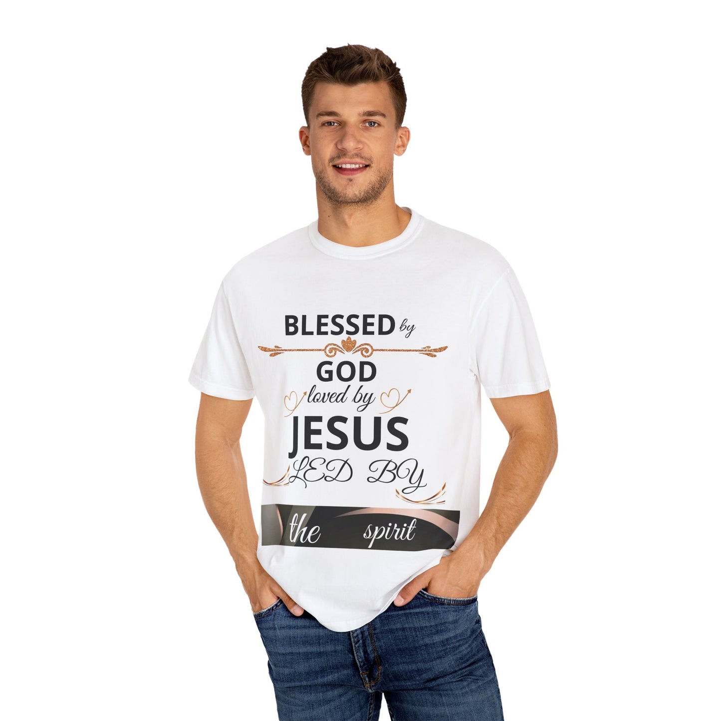 Blessed by God T-Shirt, Unisex Garment-Dyed Tee for Church, Family, and Travel, Christian Shirt, Faith Apparel, Religious Gift,