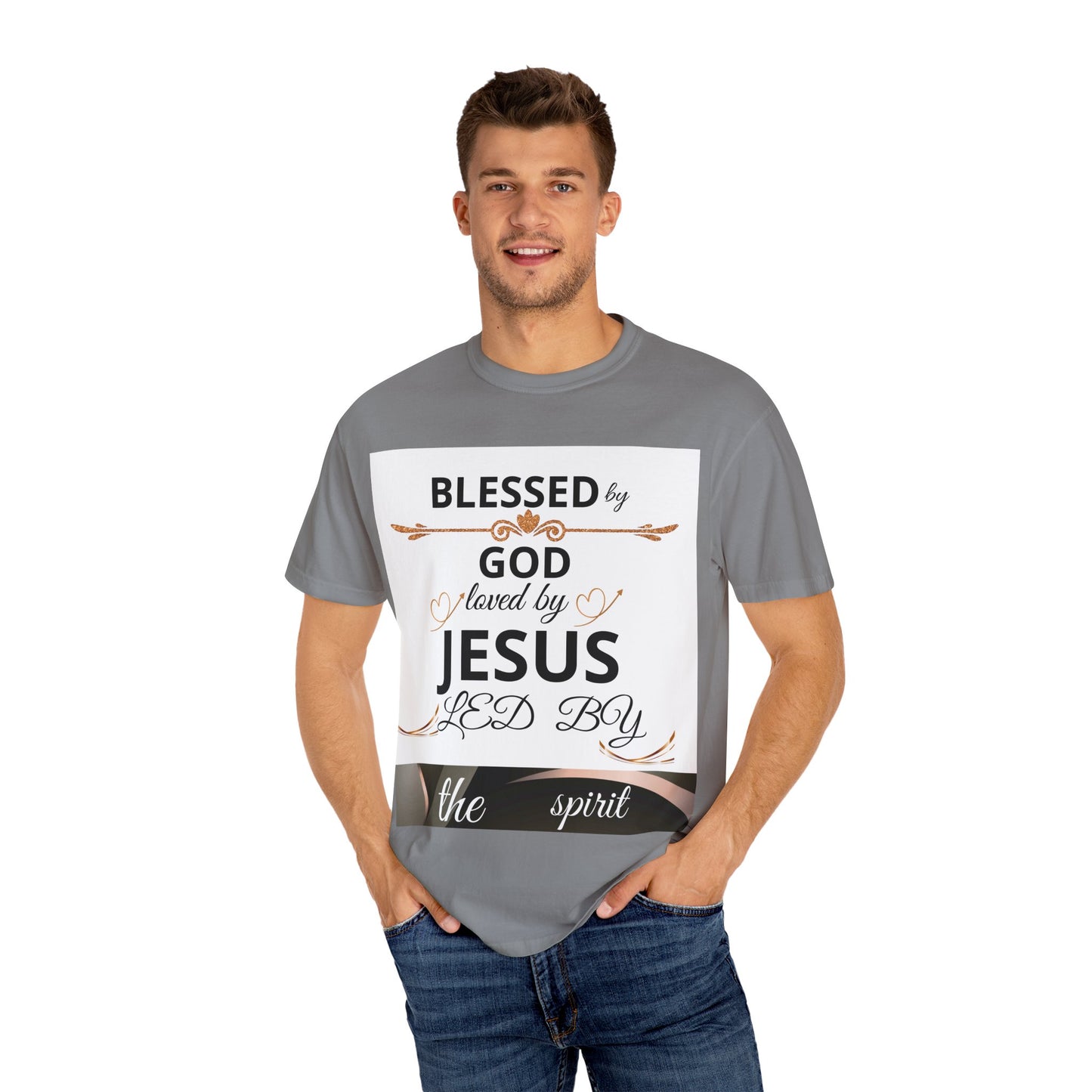 Blessed by God T-Shirt, Unisex Garment-Dyed Tee for Church, Family, and Travel, Christian Shirt, Faith Apparel, Religious Gift,