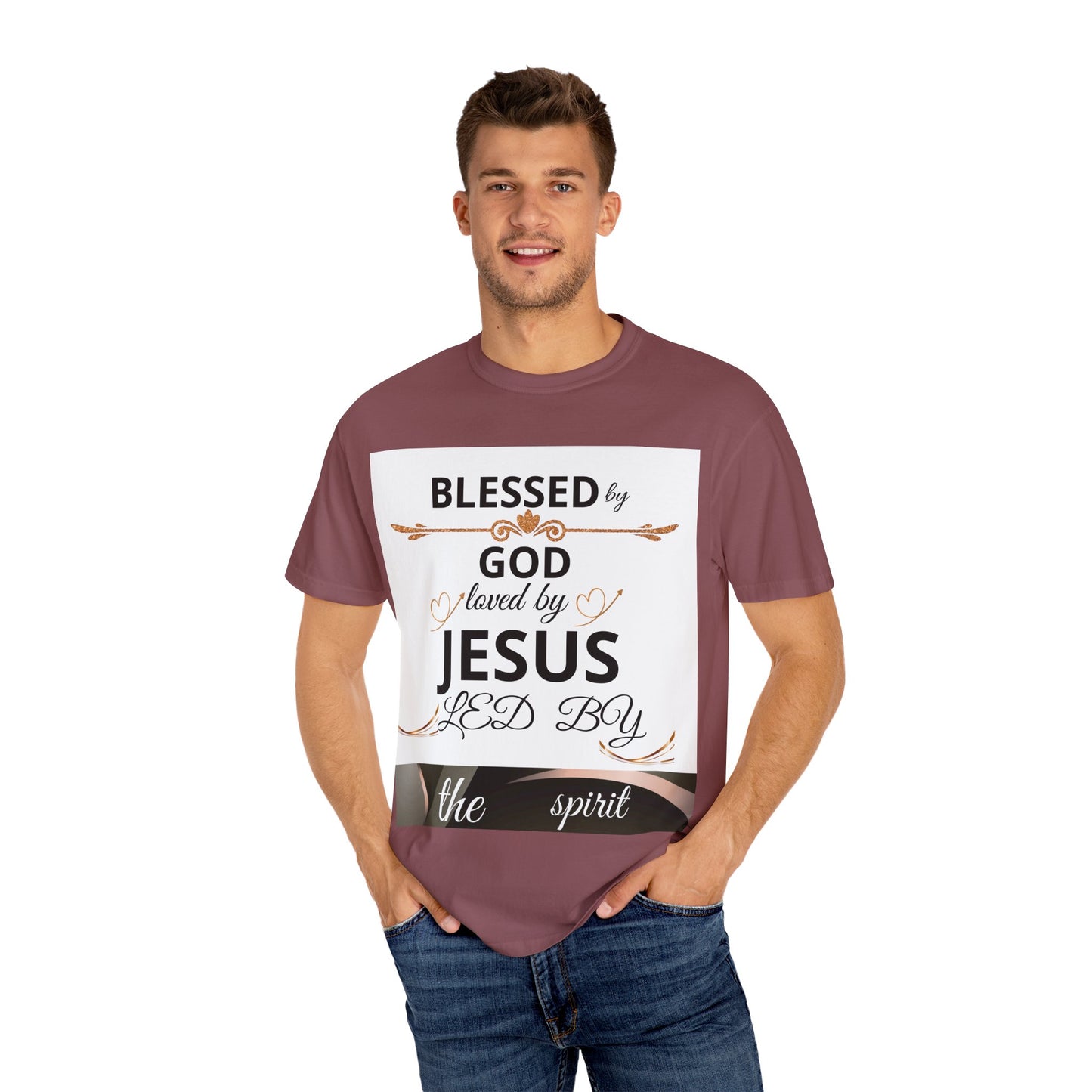 Blessed by God T-Shirt, Unisex Garment-Dyed Tee for Church, Family, and Travel, Christian Shirt, Faith Apparel, Religious Gift,