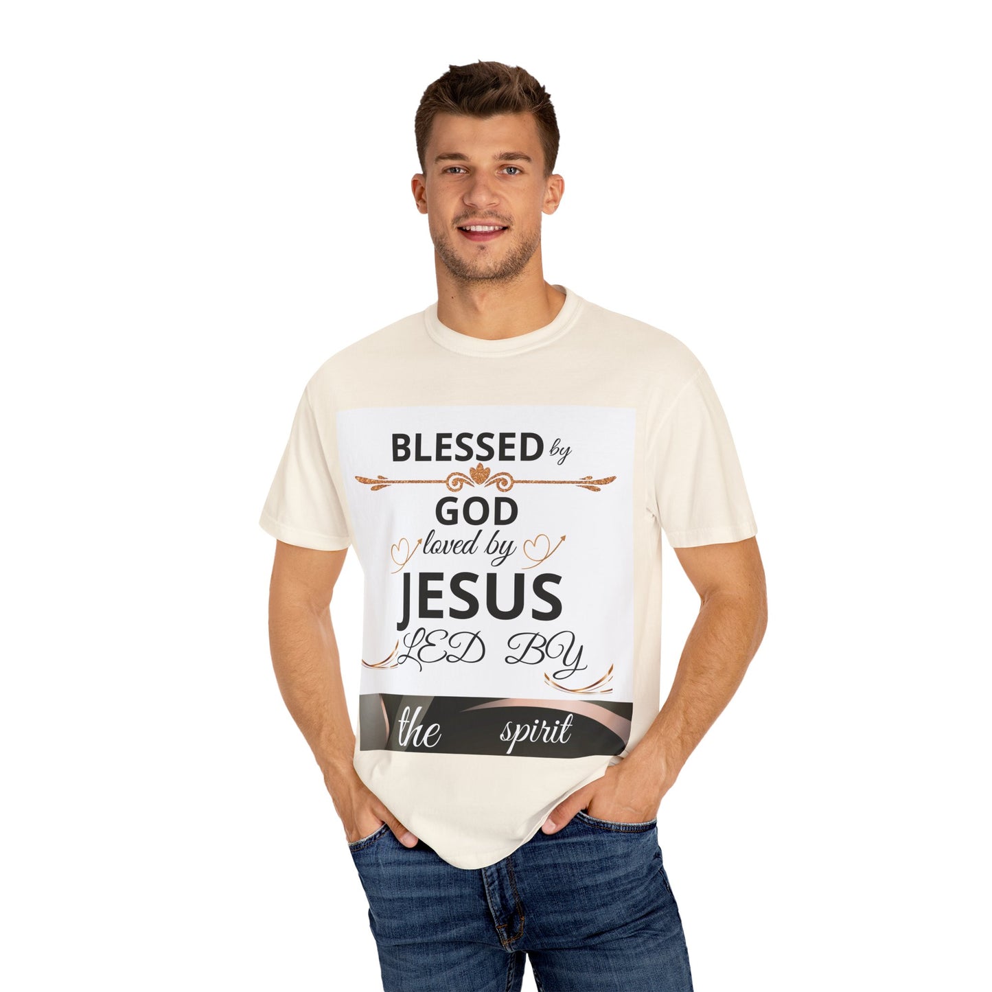 Blessed by God T-Shirt, Unisex Garment-Dyed Tee for Church, Family, and Travel, Christian Shirt, Faith Apparel, Religious Gift,