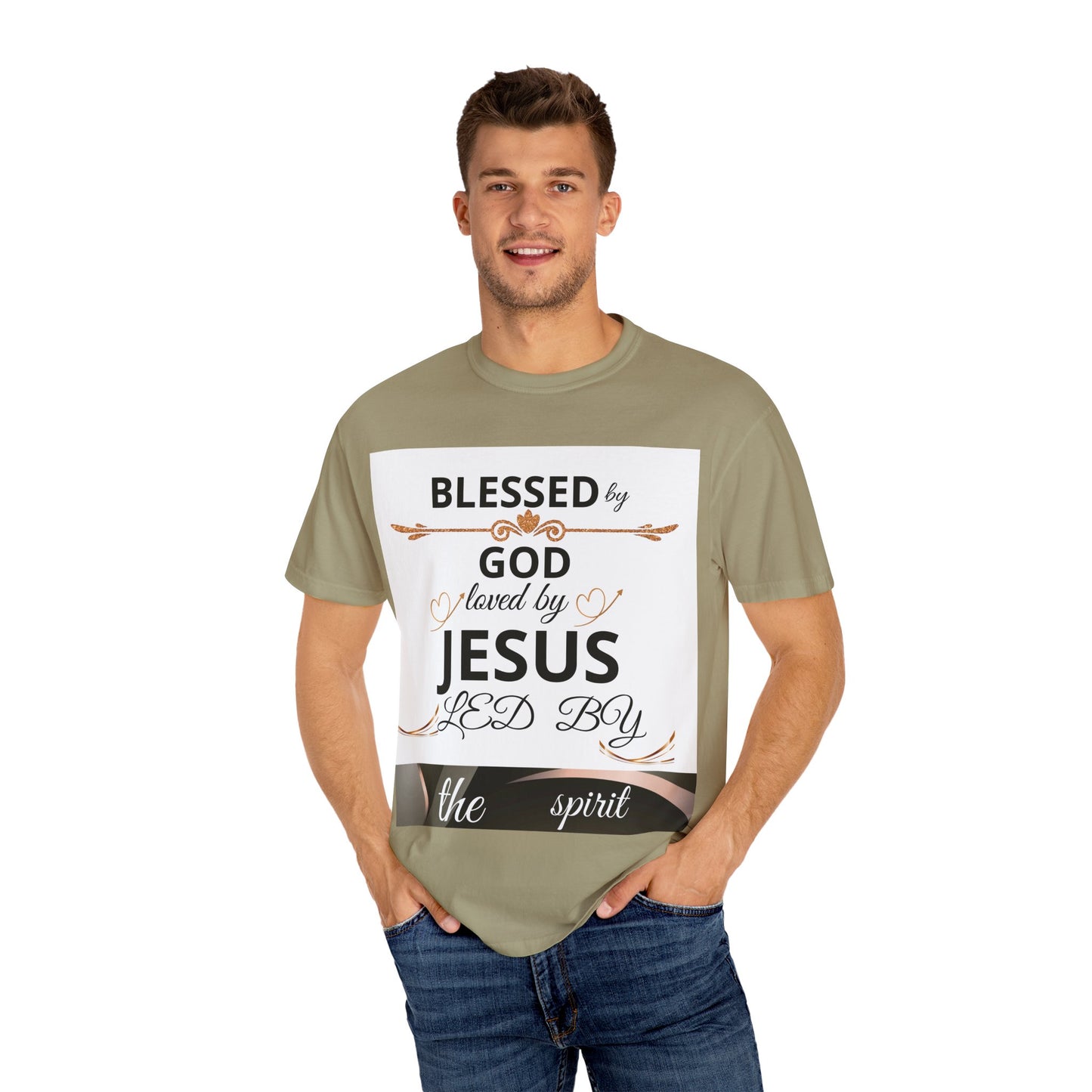 Blessed by God T-Shirt, Unisex Garment-Dyed Tee for Church, Family, and Travel, Christian Shirt, Faith Apparel, Religious Gift,