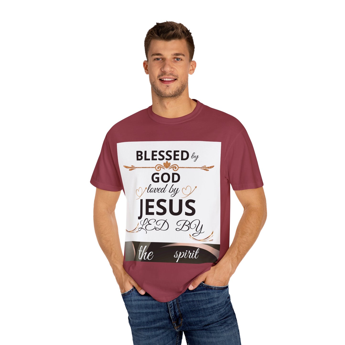 Blessed by God T-Shirt, Unisex Garment-Dyed Tee for Church, Family, and Travel, Christian Shirt, Faith Apparel, Religious Gift,