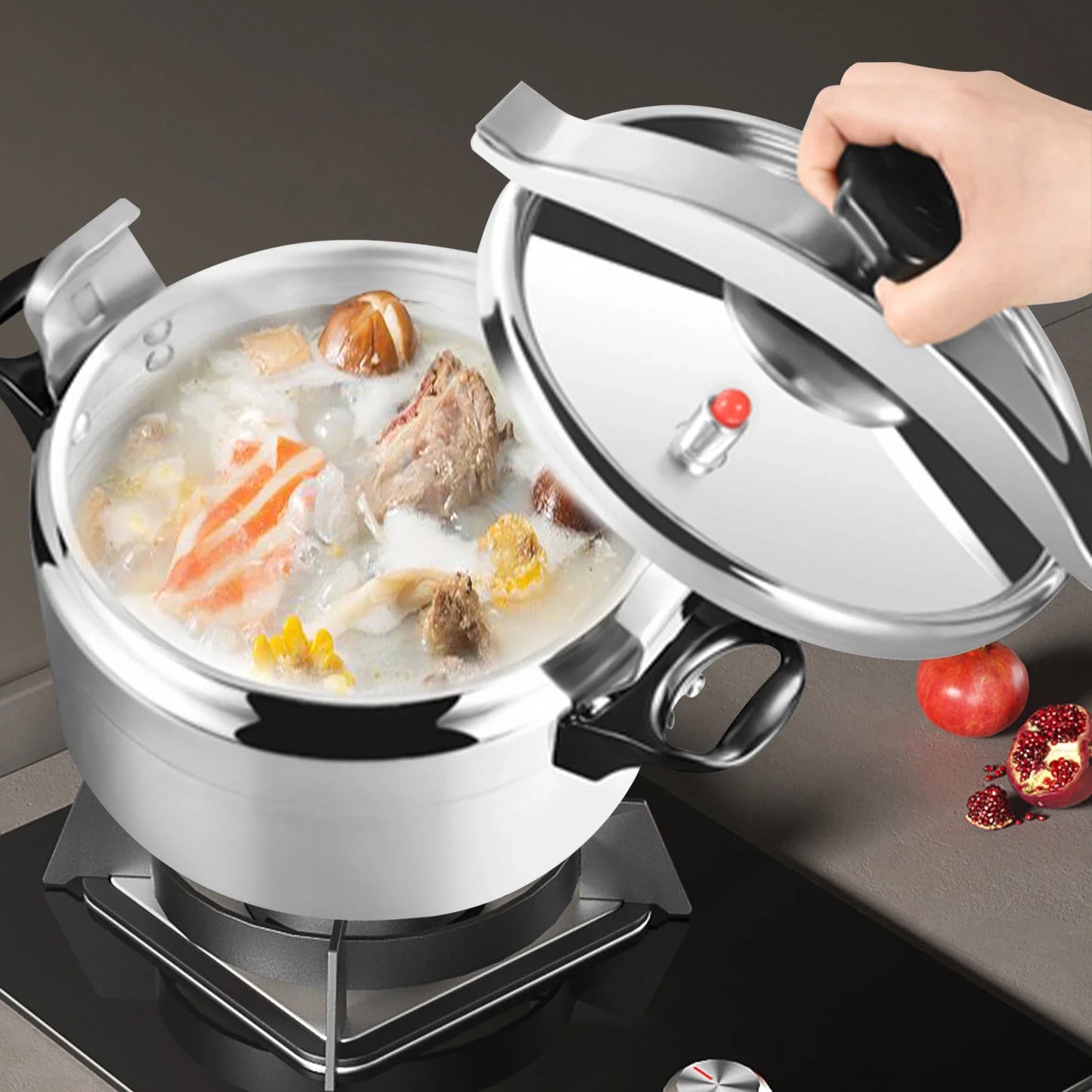 Aluminum Alloy Pressure Cooker, 3L Capacity, Silicone Seal, Round Shape, High-Pressure Safety Valve, Easy to Clean, Perfect for