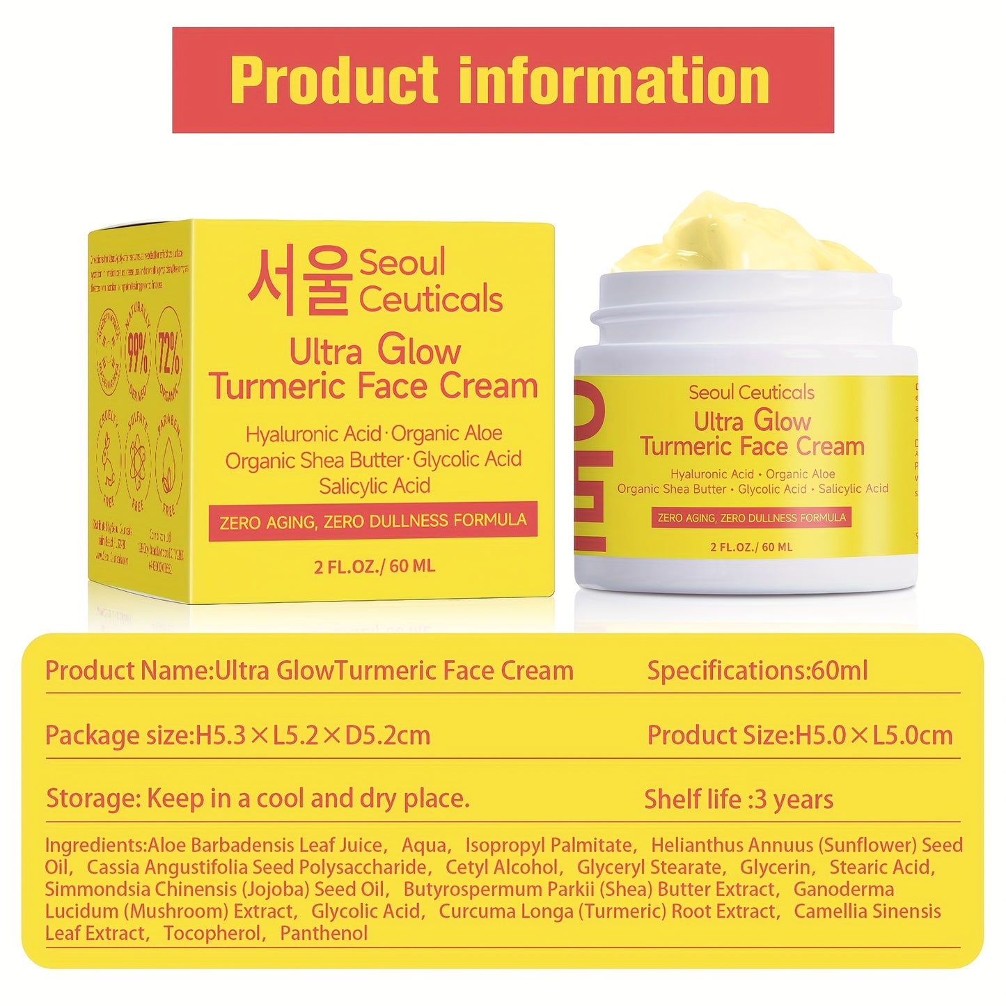 , Contains Turme4pcs Salicylic Acid Turmeric Face Creamric, Aloe Vera, Ganoderma Lucidum, Salicylic Acid, Deeply Moisturizes And Nourishes The Skin, Making It Look Non-greasy, Smooth And Moisturizing Cream 2.03oz/1pc, Ideal F