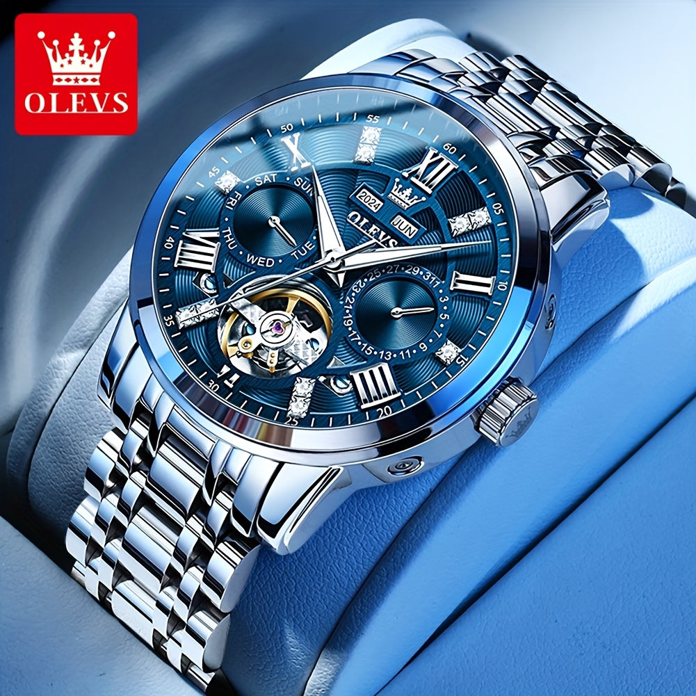 [OLEVS Luxury Automatic Watches] OLEVS Luxury Stainless Steel Automatic Mechanical Watches For Men - High Quality, Classic Business Fashion, Best Selling, Casual Wrist Watches Without Battery