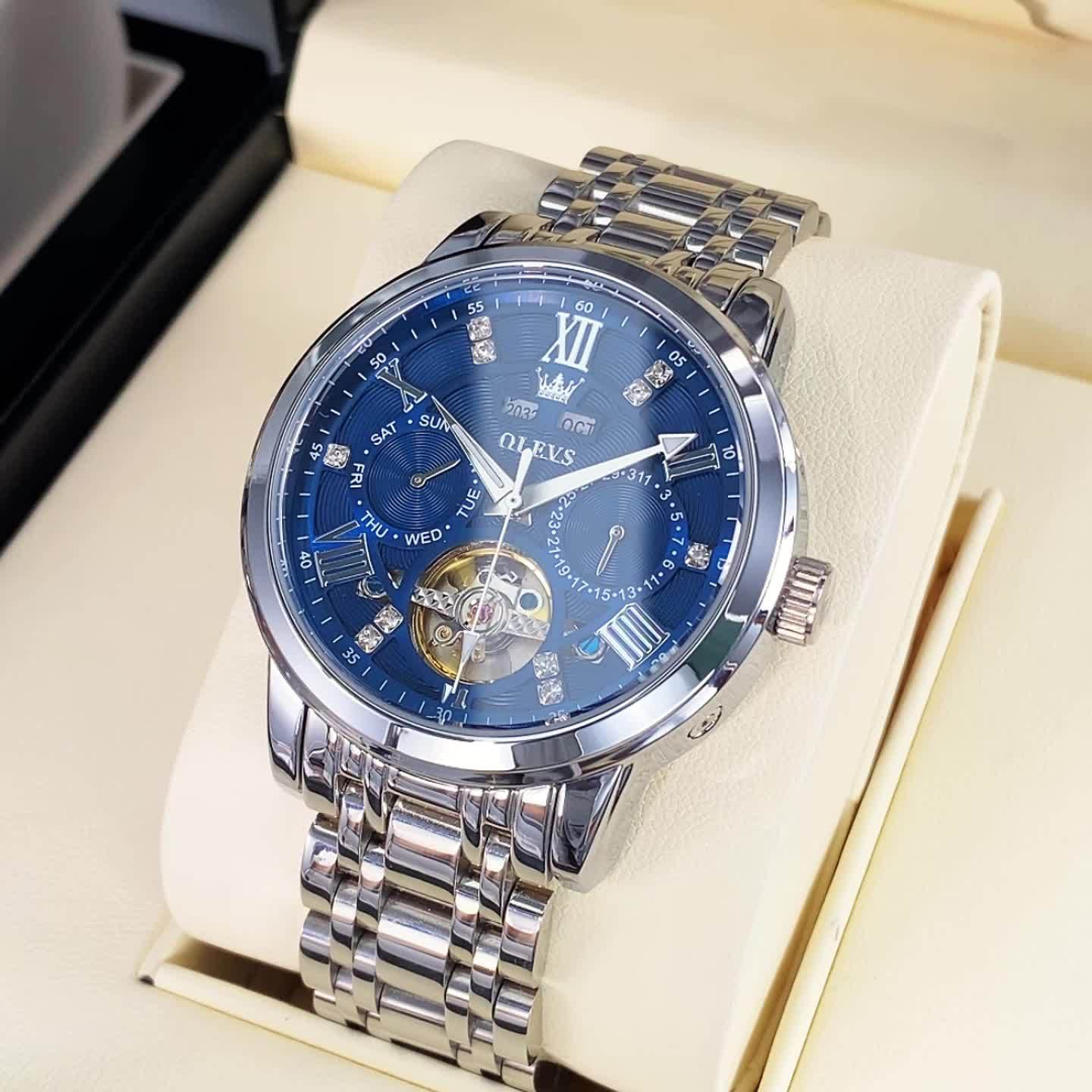 [OLEVS Luxury Automatic Watches] OLEVS Luxury Stainless Steel Automatic Mechanical Watches For Men - High Quality, Classic Business Fashion, Best Selling, Casual Wrist Watches Without Battery