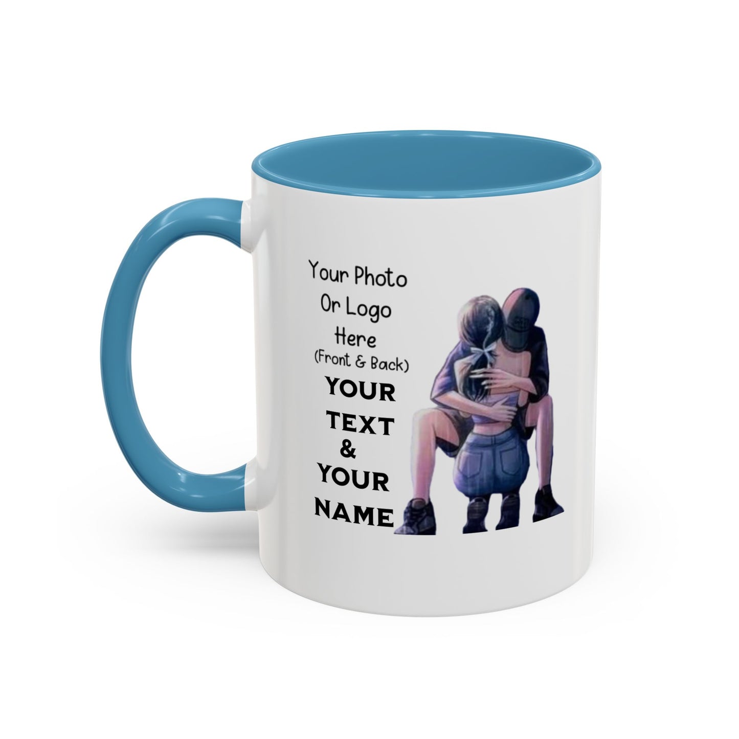 Romantic Couple Accent Coffee Mug - Perfect Gift for Girlfriend, Husband, Wife - 11, 15oz, Love Mug, Anniversary Present, His and Hers