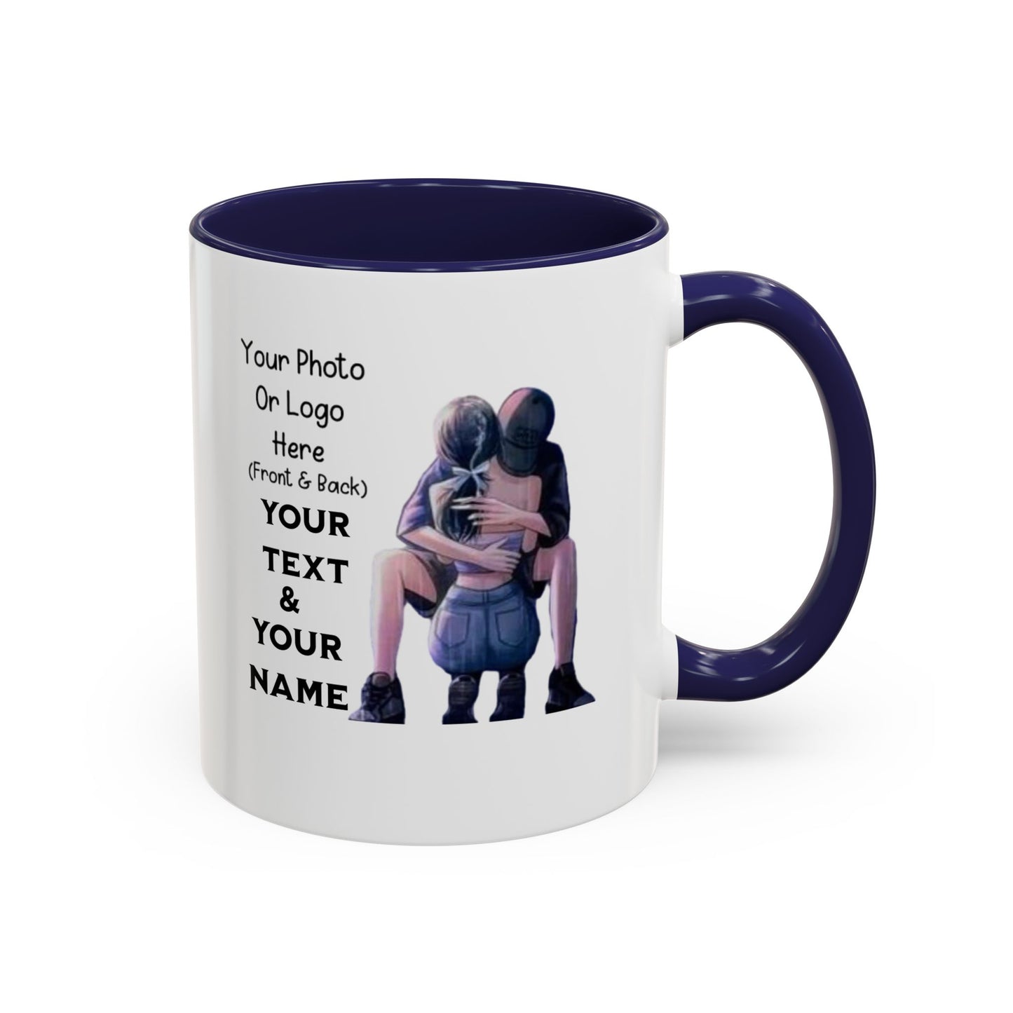 Romantic Couple Accent Coffee Mug - Perfect Gift for Girlfriend, Husband, Wife - 11, 15oz, Love Mug, Anniversary Present, His and Hers