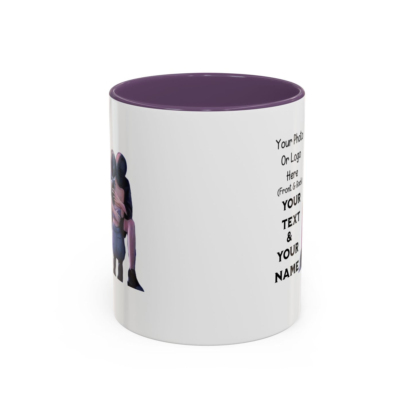 Romantic Couple Accent Coffee Mug - Perfect Gift for Girlfriend, Husband, Wife - 11, 15oz, Love Mug, Anniversary Present, His and Hers