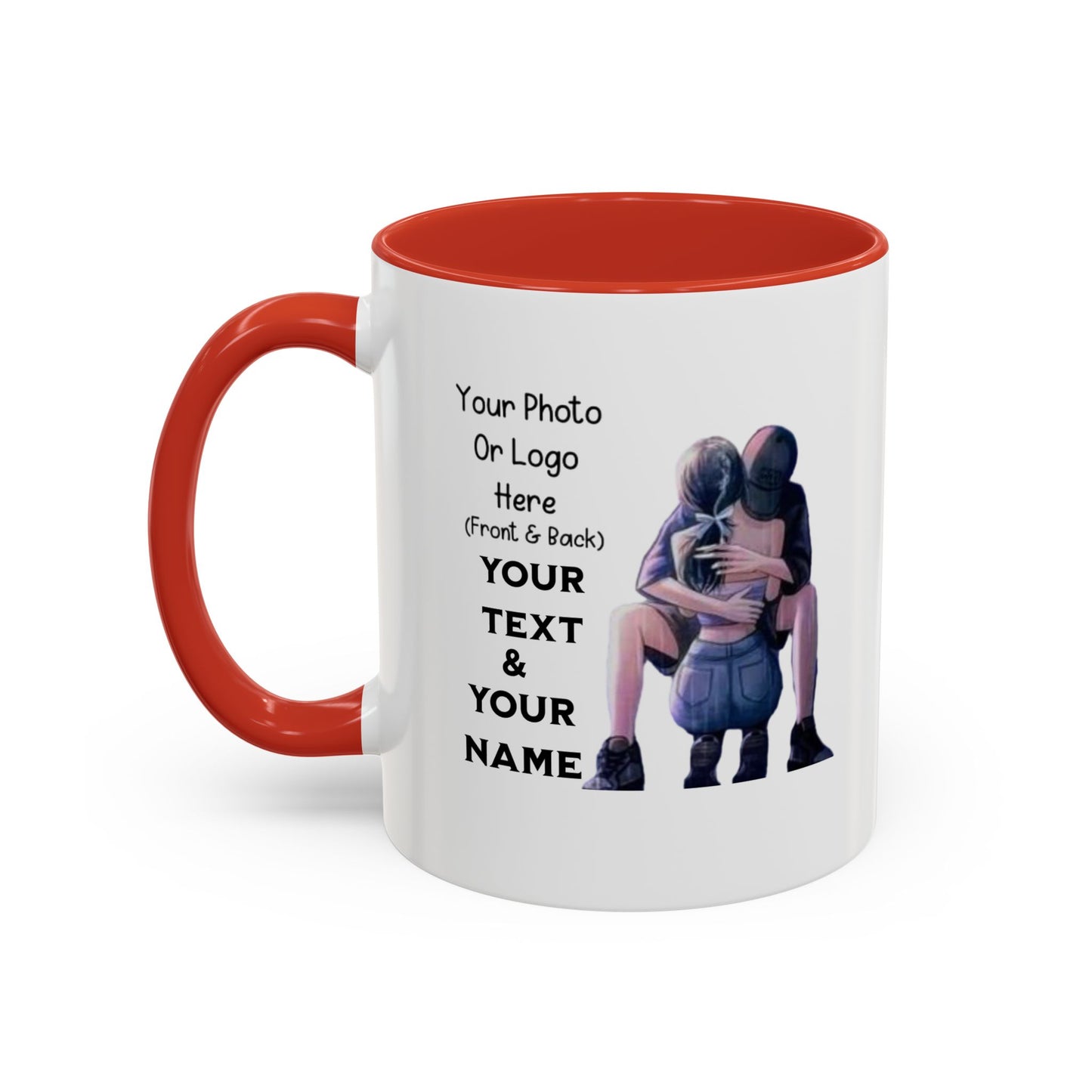 Romantic Couple Accent Coffee Mug - Perfect Gift for Girlfriend, Husband, Wife - 11, 15oz, Love Mug, Anniversary Present, His and Hers