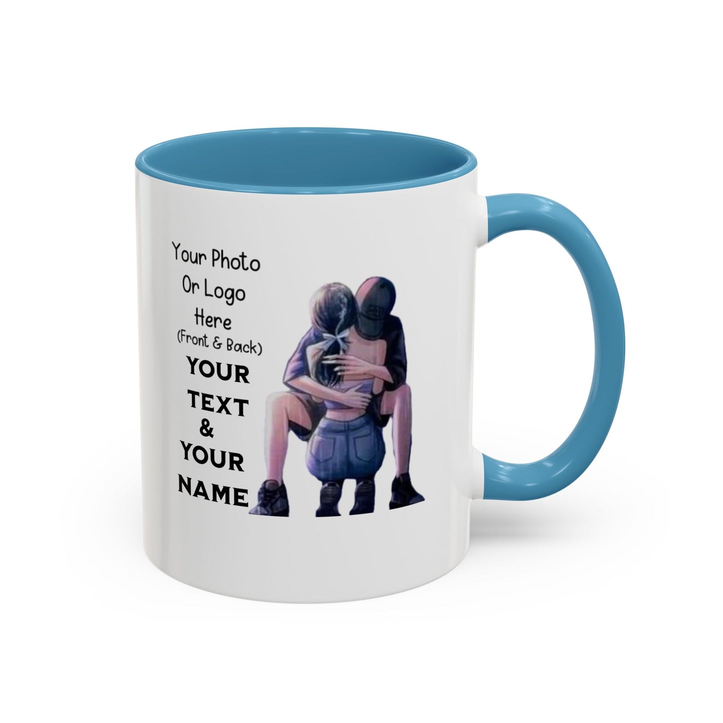 Romantic Couple Accent Coffee Mug - Perfect Gift for Girlfriend, Husband, Wife - 11, 15oz, Love Mug, Anniversary Present, His and Hers