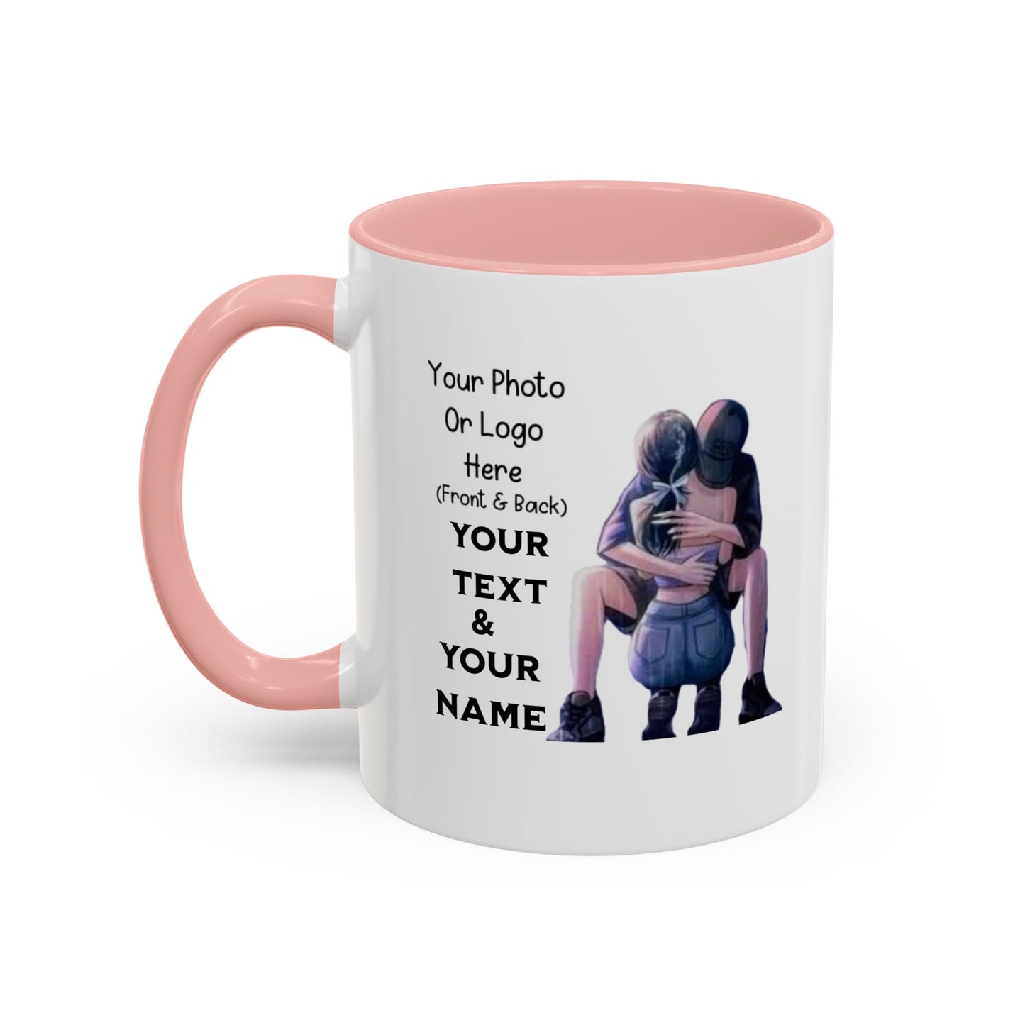 Romantic Couple Accent Coffee Mug - Perfect Gift for Girlfriend, Husband, Wife - 11, 15oz, Love Mug, Anniversary Present, His and Hers