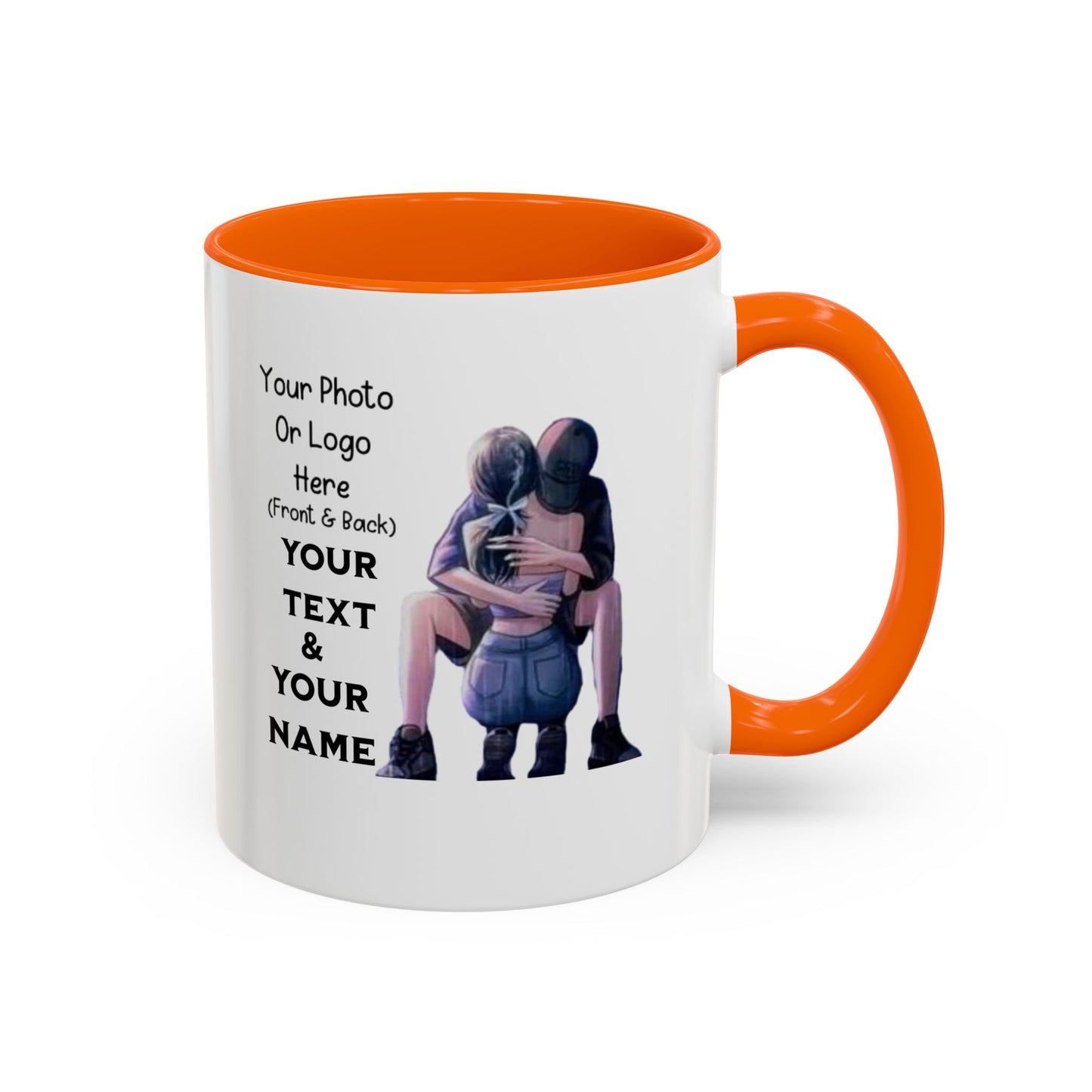 Romantic Couple Accent Coffee Mug - Perfect Gift for Girlfriend, Husband, Wife - 11, 15oz, Love Mug, Anniversary Present, His and Hers