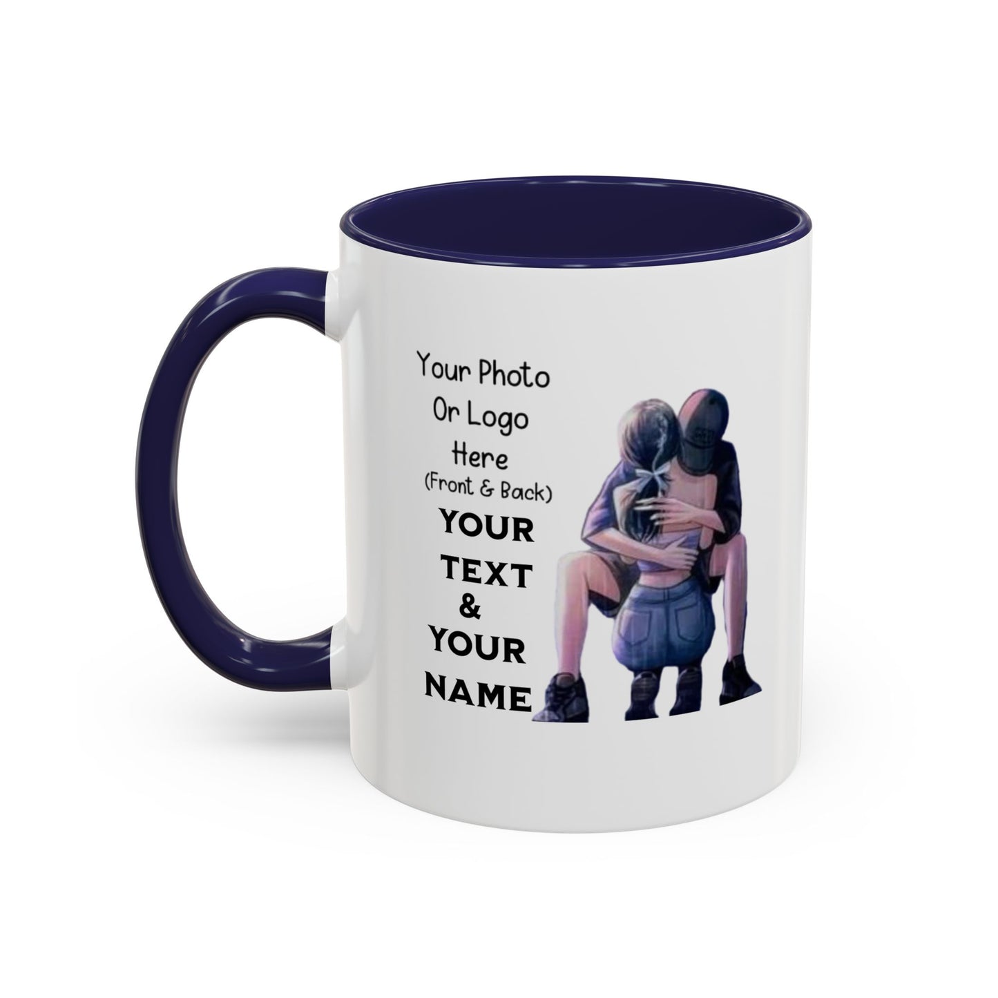 Romantic Couple Accent Coffee Mug - Perfect Gift for Girlfriend, Husband, Wife - 11, 15oz, Love Mug, Anniversary Present, His and Hers