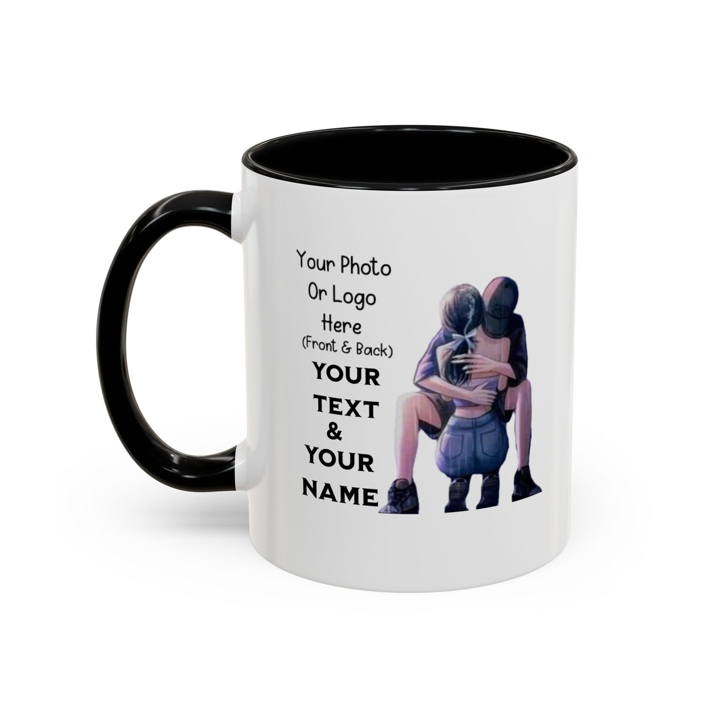 Romantic Couple Accent Coffee Mug - Perfect Gift for Girlfriend, Husband, Wife - 11, 15oz, Love Mug, Anniversary Present, His and Hers