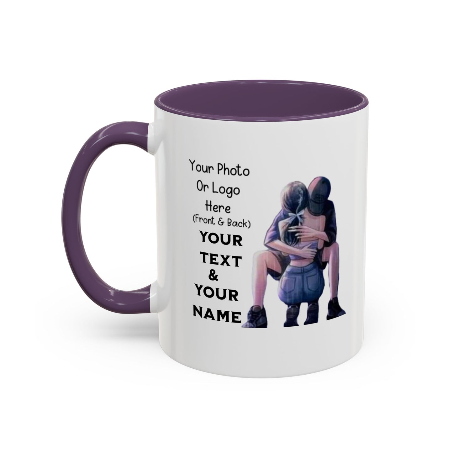 Romantic Couple Accent Coffee Mug - Perfect Gift for Girlfriend, Husband, Wife - 11, 15oz, Love Mug, Anniversary Present, His and Hers
