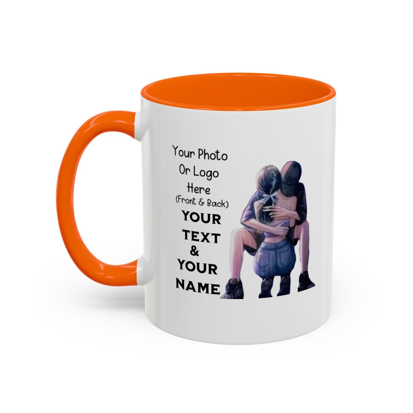 Romantic Couple Accent Coffee Mug - Perfect Gift for Girlfriend, Husband, Wife - 11, 15oz, Love Mug, Anniversary Present, His and Hers