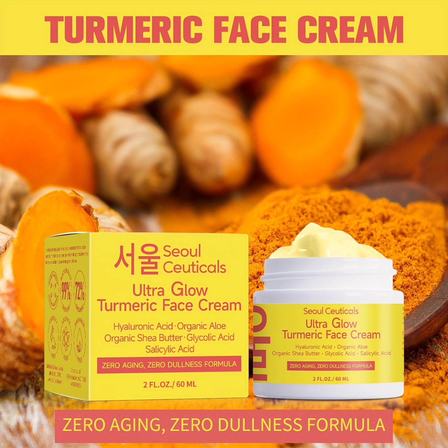 , Contains Turme4pcs Salicylic Acid Turmeric Face Creamric, Aloe Vera, Ganoderma Lucidum, Salicylic Acid, Deeply Moisturizes And Nourishes The Skin, Making It Look Non-greasy, Smooth And Moisturizing Cream 2.03oz/1pc, Ideal F