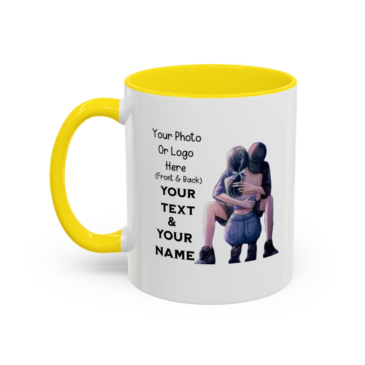 Romantic Couple Accent Coffee Mug - Perfect Gift for Girlfriend, Husband, Wife - 11, 15oz, Love Mug, Anniversary Present, His and Hers