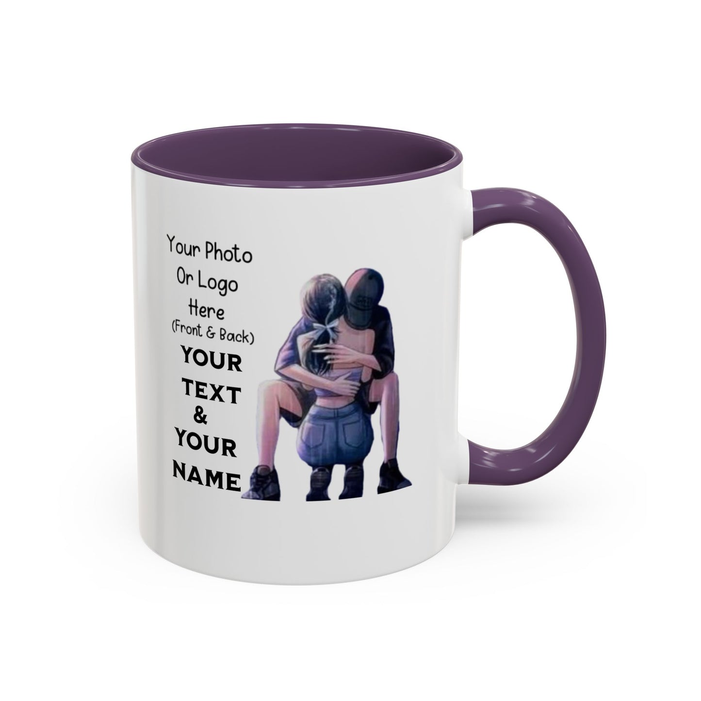Romantic Couple Accent Coffee Mug - Perfect Gift for Girlfriend, Husband, Wife - 11, 15oz, Love Mug, Anniversary Present, His and Hers