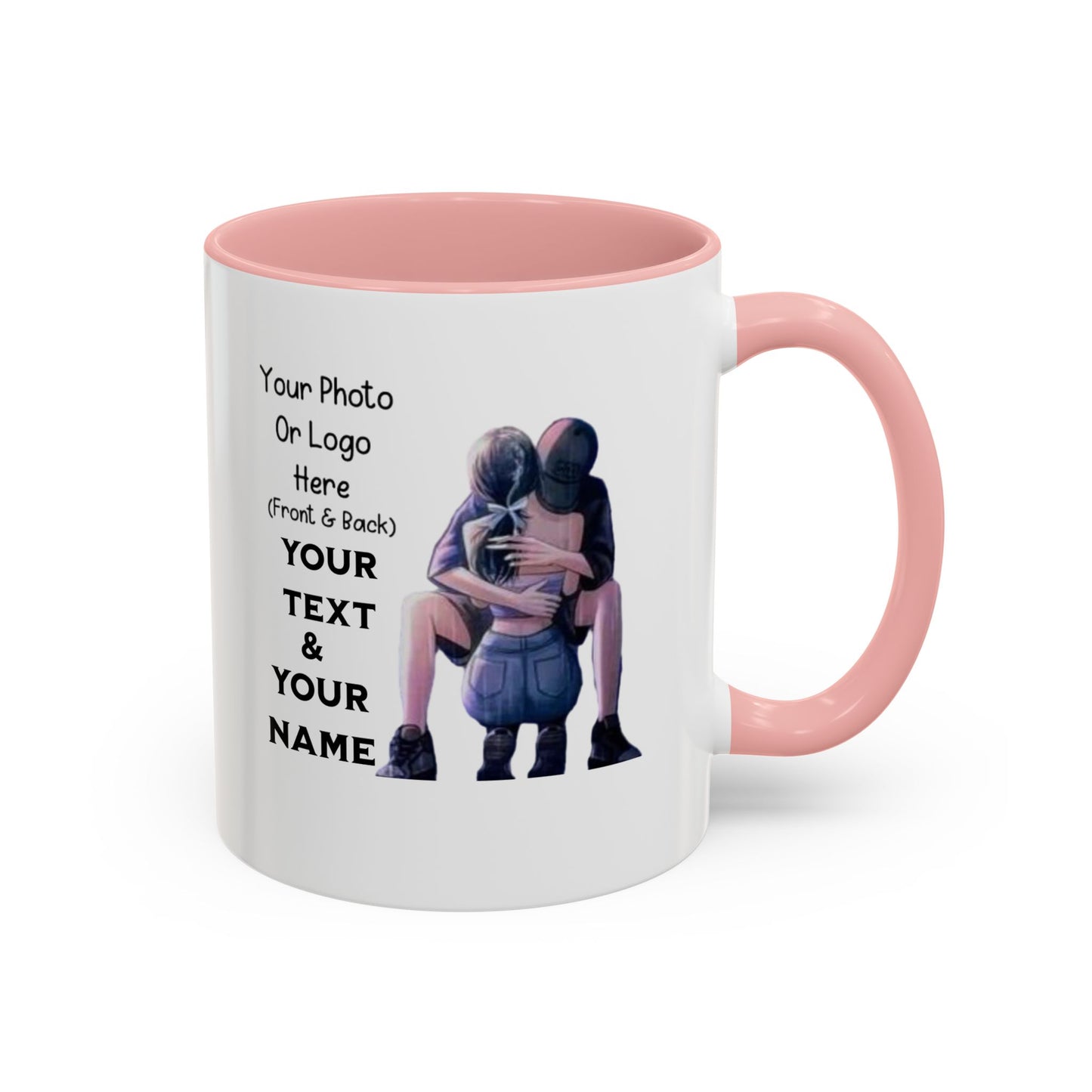 Romantic Couple Accent Coffee Mug - Perfect Gift for Girlfriend, Husband, Wife - 11, 15oz, Love Mug, Anniversary Present, His and Hers