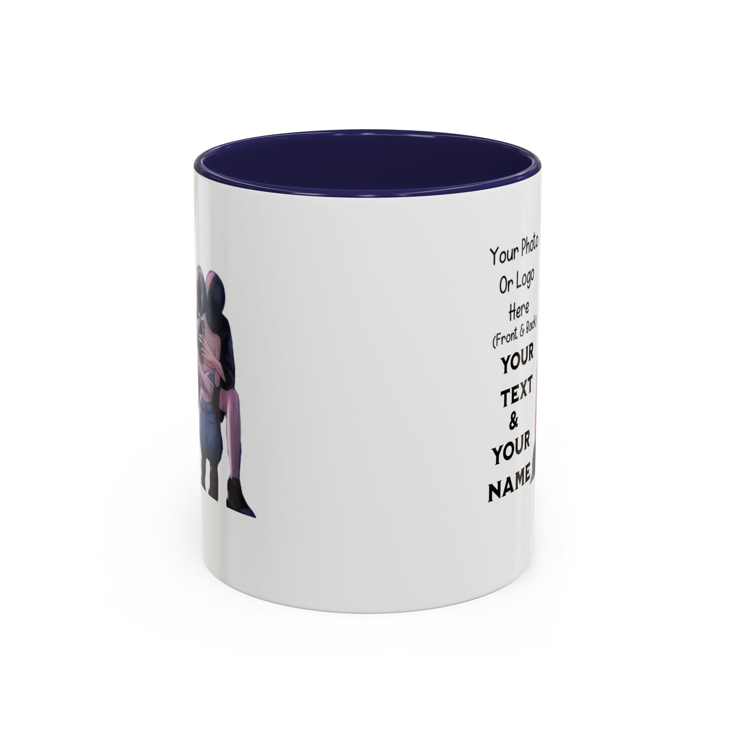 Romantic Couple Accent Coffee Mug - Perfect Gift for Girlfriend, Husband, Wife - 11, 15oz, Love Mug, Anniversary Present, His and Hers