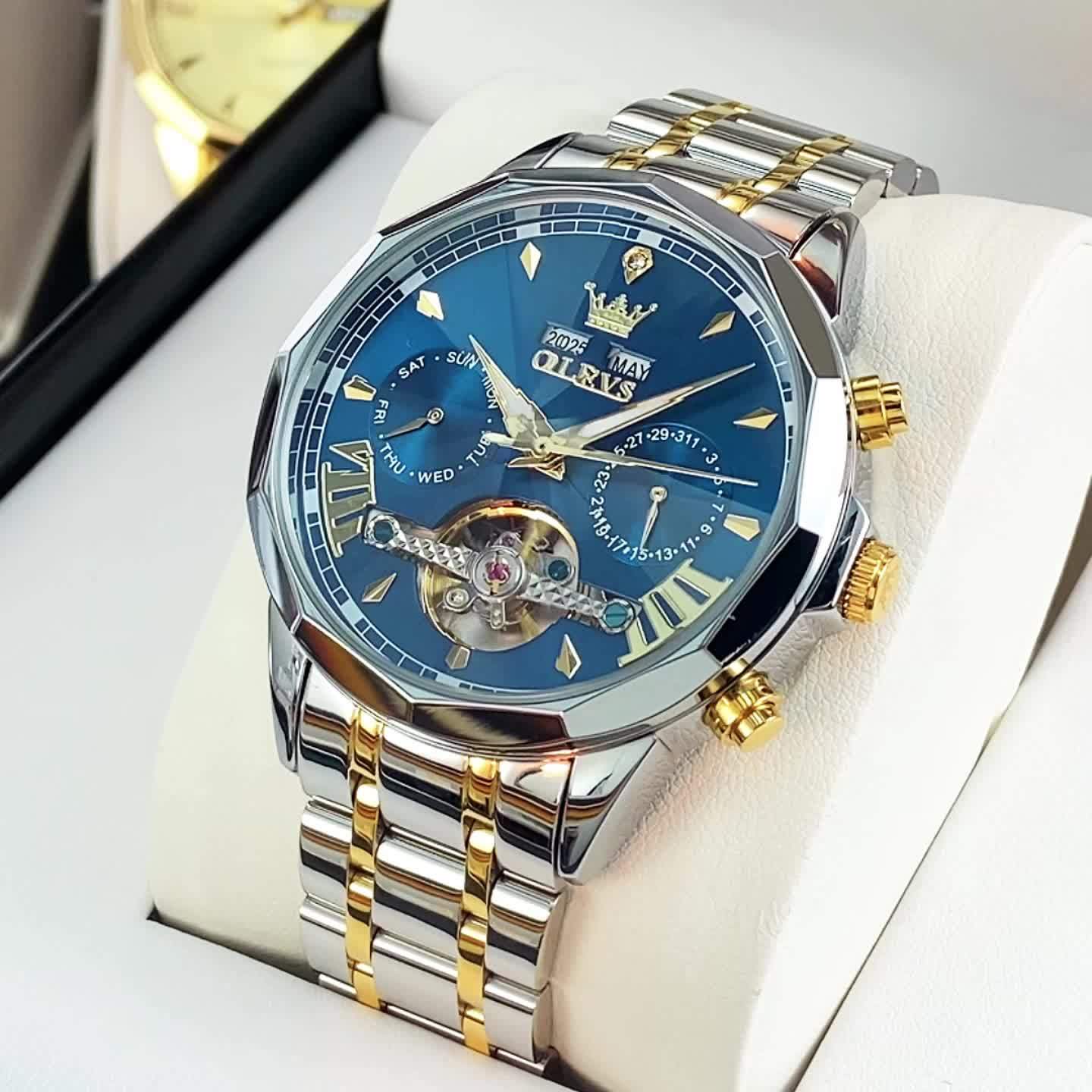 [OLEVS Luxury Men's Watch] OLEVS Luxury Automatic Mechanical Watches For Men | Stainless Steel, Luminous, High Quality, Fashion, Best Selling, Classic, Original, New Trend, Without Battery