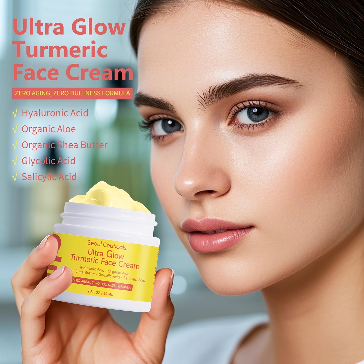 , Contains Turme4pcs Salicylic Acid Turmeric Face Creamric, Aloe Vera, Ganoderma Lucidum, Salicylic Acid, Deeply Moisturizes And Nourishes The Skin, Making It Look Non-greasy, Smooth And Moisturizing Cream 2.03oz/1pc, Ideal F