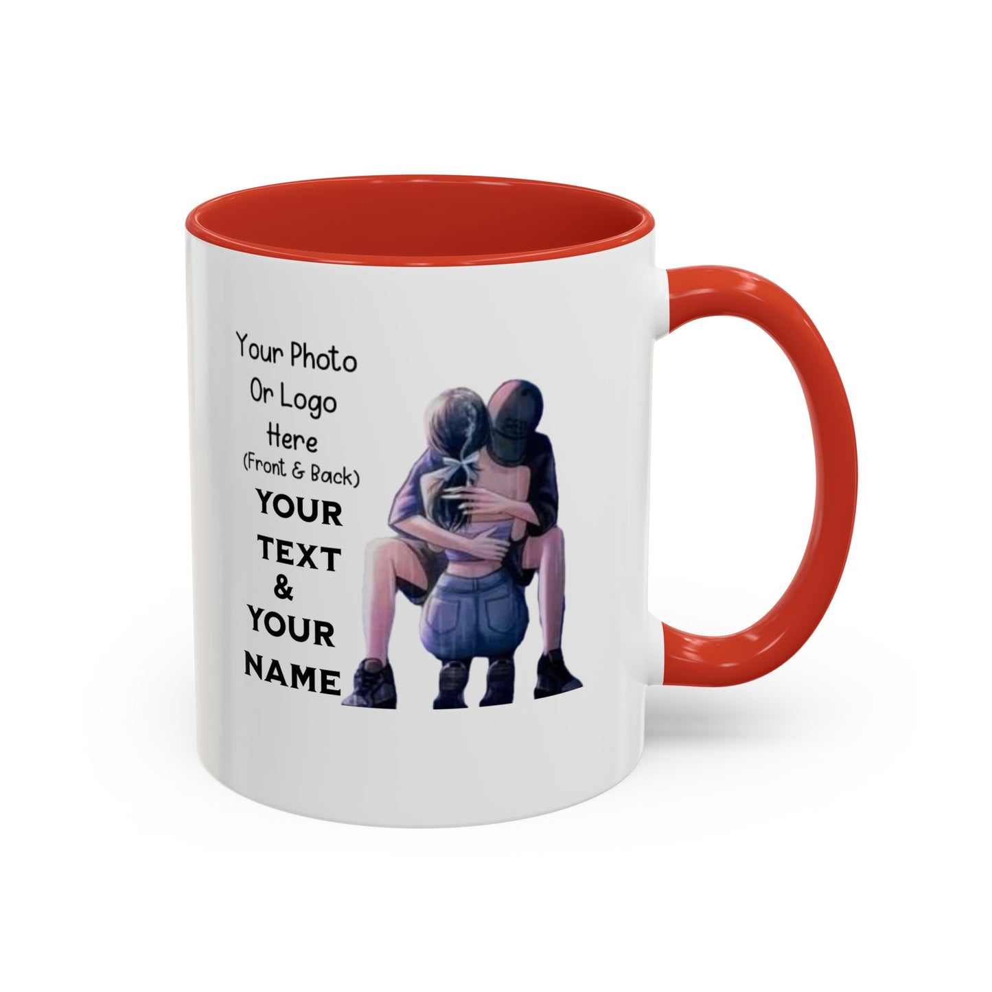 Romantic Couple Accent Coffee Mug - Perfect Gift for Girlfriend, Husband, Wife - 11, 15oz, Love Mug, Anniversary Present, His and Hers