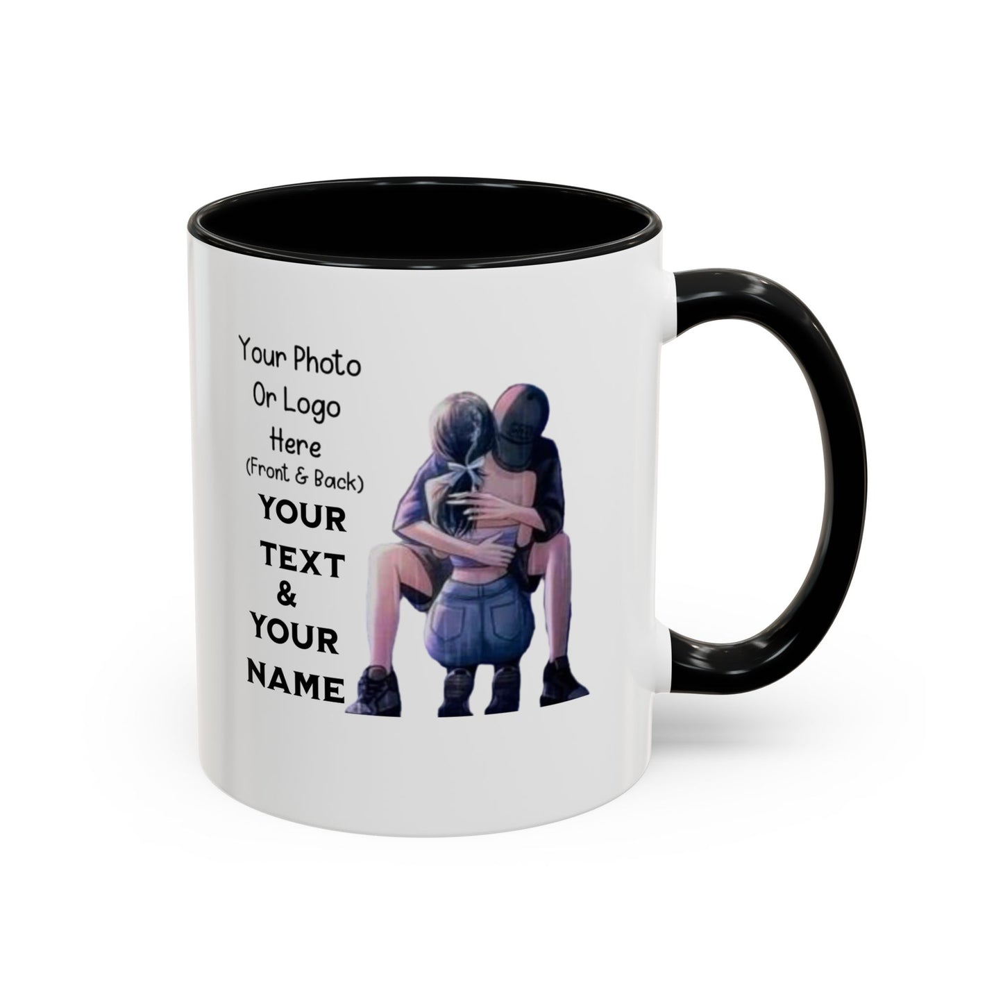 Romantic Couple Accent Coffee Mug - Perfect Gift for Girlfriend, Husband, Wife - 11, 15oz, Love Mug, Anniversary Present, His and Hers