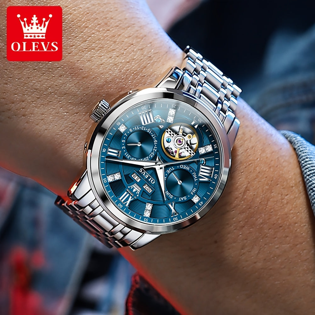 [OLEVS Luxury Automatic Watches] OLEVS Luxury Stainless Steel Automatic Mechanical Watches For Men - High Quality, Classic Business Fashion, Best Selling, Casual Wrist Watches Without Battery