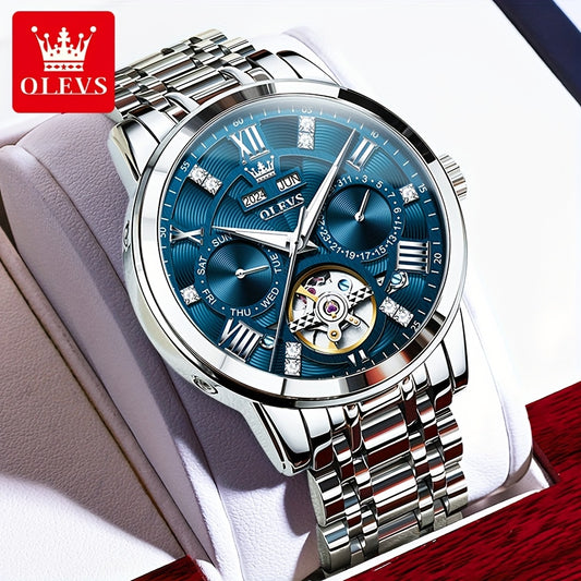 [OLEVS Luxury Automatic Watches] OLEVS Luxury Stainless Steel Automatic Mechanical Watches For Men - High Quality, Classic Business Fashion, Best Selling, Casual Wrist Watches Without Battery