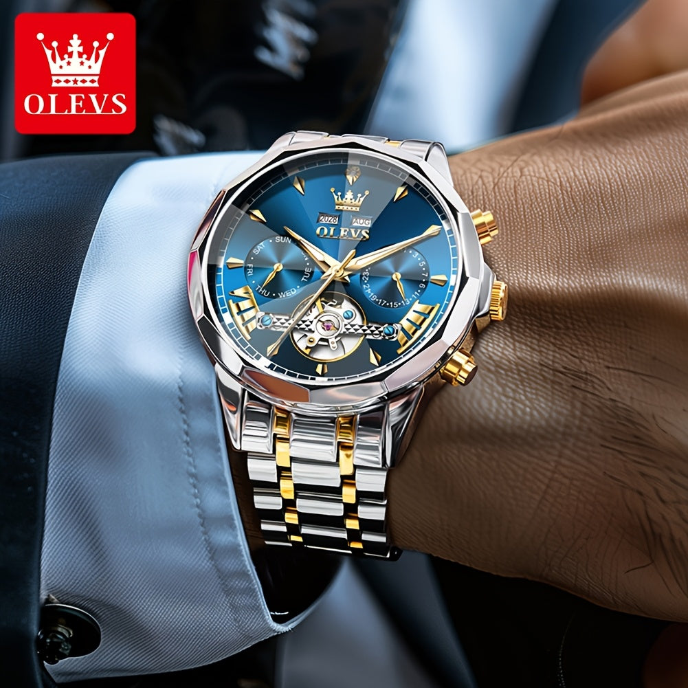 [OLEVS Luxury Men's Watch] OLEVS Luxury Automatic Mechanical Watches For Men | Stainless Steel, Luminous, High Quality, Fashion, Best Selling, Classic, Original, New Trend, Without Battery