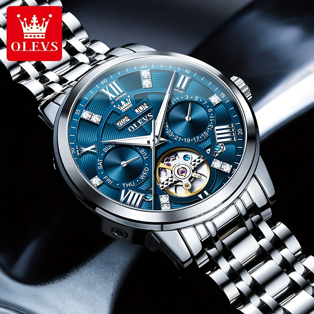 [OLEVS Luxury Automatic Watches] OLEVS Luxury Stainless Steel Automatic Mechanical Watches For Men - High Quality, Classic Business Fashion, Best Selling, Casual Wrist Watches Without Battery