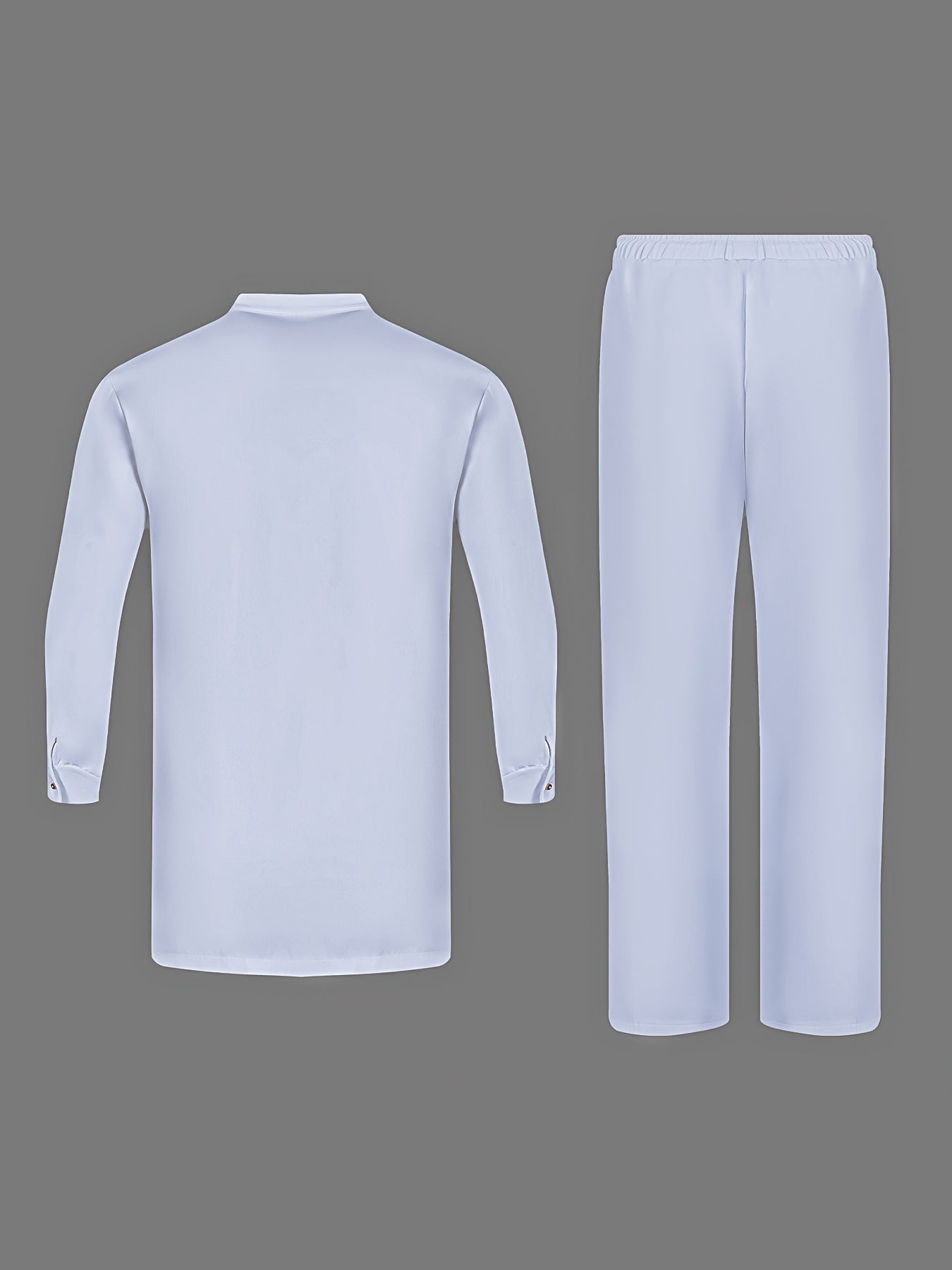Men'S White Dashiki 2pcs Set, Special Neckline Detail & Tailored Fit, Clean Cut, Long Sleeve Shirt + Easy-Fit Pants, African-Inspired Style For Streetwear, Weddings & Cultural Events