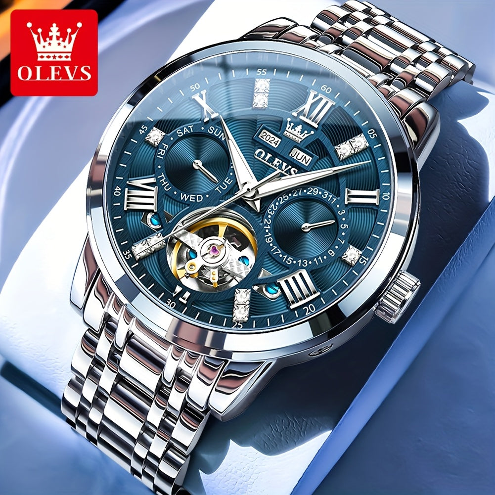 [OLEVS Luxury Automatic Watches] OLEVS Luxury Stainless Steel Automatic Mechanical Watches For Men - High Quality, Classic Business Fashion, Best Selling, Casual Wrist Watches Without Battery