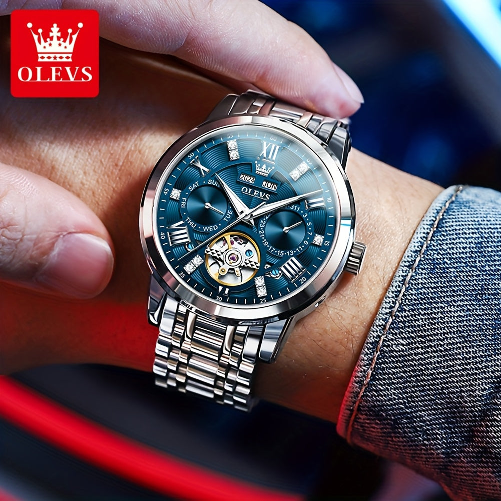 [OLEVS Luxury Automatic Watches] OLEVS Luxury Stainless Steel Automatic Mechanical Watches For Men - High Quality, Classic Business Fashion, Best Selling, Casual Wrist Watches Without Battery