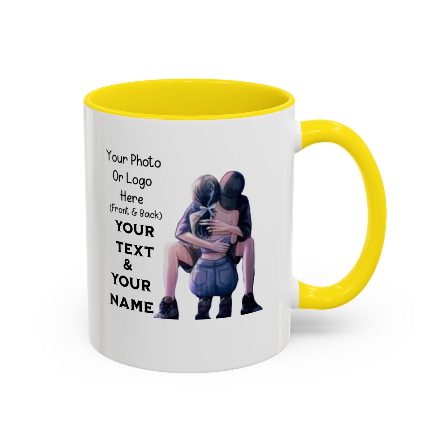 Romantic Couple Accent Coffee Mug - Perfect Gift for Girlfriend, Husband, Wife - 11, 15oz, Love Mug, Anniversary Present, His and Hers