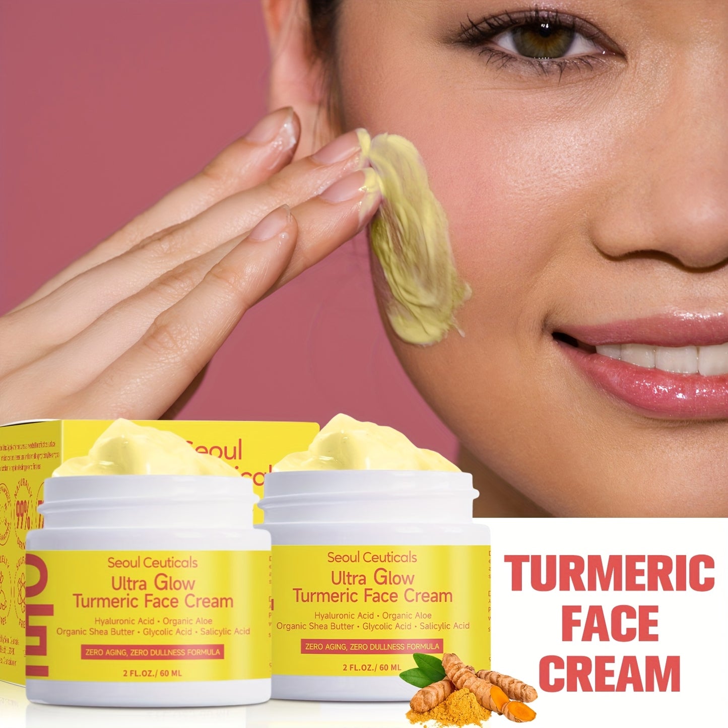 , Contains Turme4pcs Salicylic Acid Turmeric Face Creamric, Aloe Vera, Ganoderma Lucidum, Salicylic Acid, Deeply Moisturizes And Nourishes The Skin, Making It Look Non-greasy, Smooth And Moisturizing Cream 2.03oz/1pc, Ideal F
