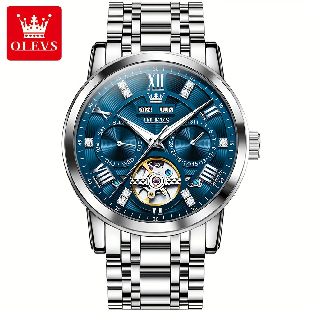 [OLEVS Luxury Automatic Watches] OLEVS Luxury Stainless Steel Automatic Mechanical Watches For Men - High Quality, Classic Business Fashion, Best Selling, Casual Wrist Watches Without Battery