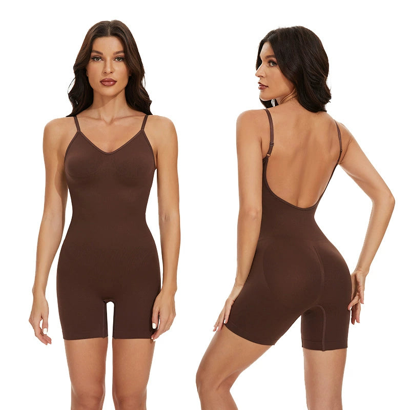Fashion Seamless Cross-Border Hot Selling Yoga Postpartum Hip Lifting Body Shaping Belly Contraction Backless Siamese Boxer Body Corset