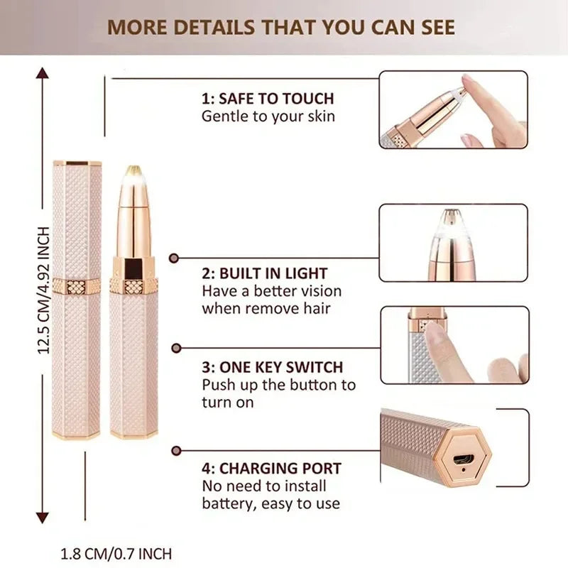 4 In 1 Electric Eyebrow Trimmer USB Mini Body Eye Facial Hair Removal Portable Women Painless Razor Body Hair Removal Epilator