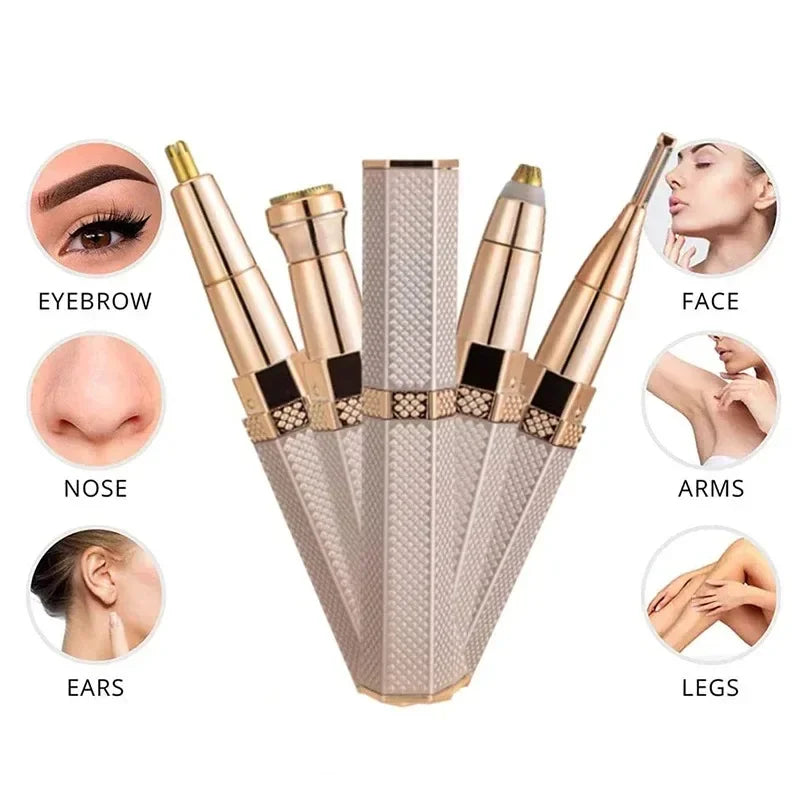 4 In 1 Electric Eyebrow Trimmer USB Mini Body Eye Facial Hair Removal Portable Women Painless Razor Body Hair Removal Epilator