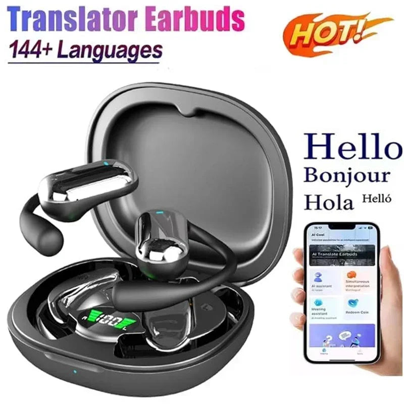 OWS AI Language Translation Earphone for Business Travel Real Time Translator Earbuds with 144 Online Languages 3 in 1 Ear Buds