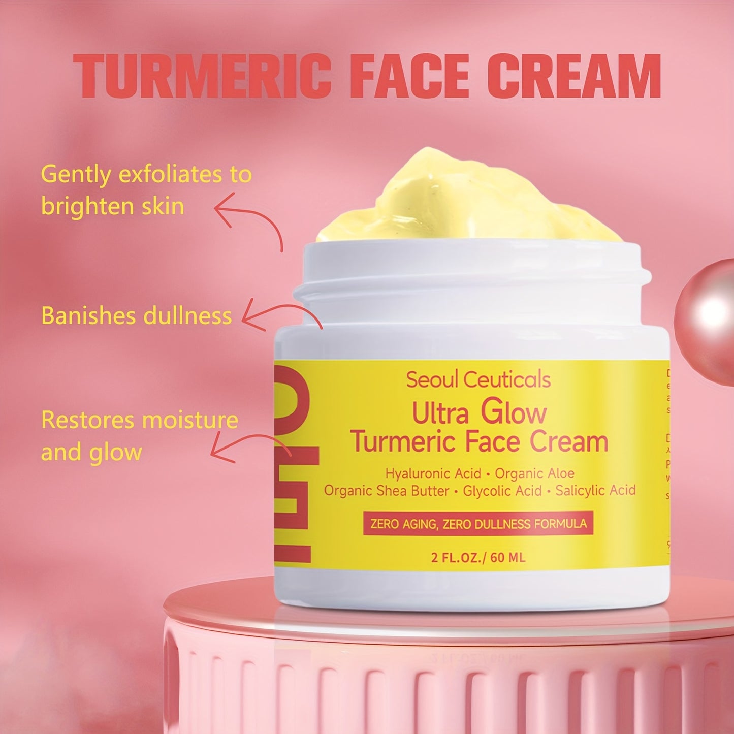, Contains Turme4pcs Salicylic Acid Turmeric Face Creamric, Aloe Vera, Ganoderma Lucidum, Salicylic Acid, Deeply Moisturizes And Nourishes The Skin, Making It Look Non-greasy, Smooth And Moisturizing Cream 2.03oz/1pc, Ideal F