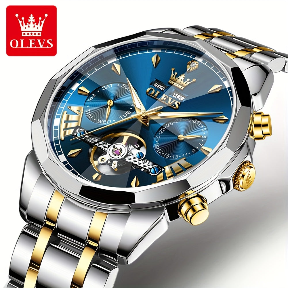 [OLEVS Luxury Men's Watch] OLEVS Luxury Automatic Mechanical Watches For Men | Stainless Steel, Luminous, High Quality, Fashion, Best Selling, Classic, Original, New Trend, Without Battery