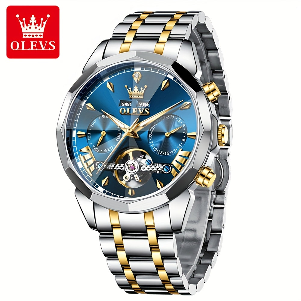 [OLEVS Luxury Men's Watch] OLEVS Luxury Automatic Mechanical Watches For Men | Stainless Steel, Luminous, High Quality, Fashion, Best Selling, Classic, Original, New Trend, Without Battery