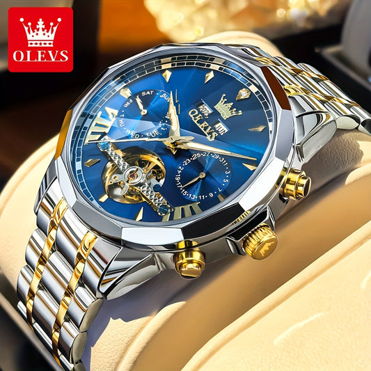 [OLEVS Luxury Men's Watch] OLEVS Luxury Automatic Mechanical Watches For Men | Stainless Steel, Luminous, High Quality, Fashion, Best Selling, Classic, Original, New Trend, Without Battery
