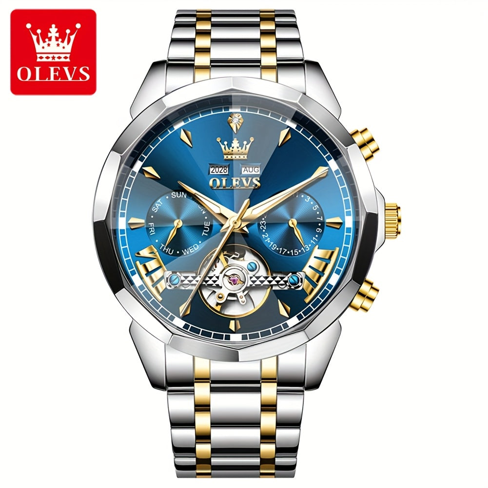 [OLEVS Luxury Men's Watch] OLEVS Luxury Automatic Mechanical Watches For Men | Stainless Steel, Luminous, High Quality, Fashion, Best Selling, Classic, Original, New Trend, Without Battery