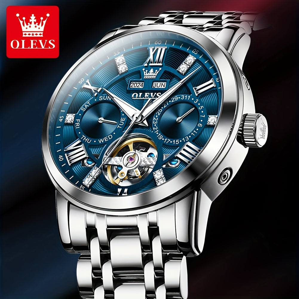 [OLEVS Luxury Automatic Watches] OLEVS Luxury Stainless Steel Automatic Mechanical Watches For Men - High Quality, Classic Business Fashion, Best Selling, Casual Wrist Watches Without Battery